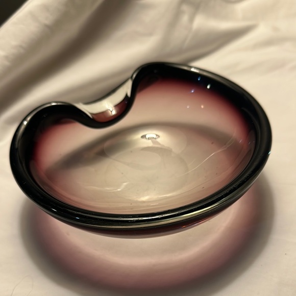 Other - Elegant Murano Glass Art Bowl - Black and Pink